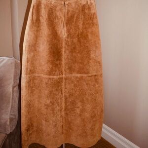 Suede/leather midi skirt